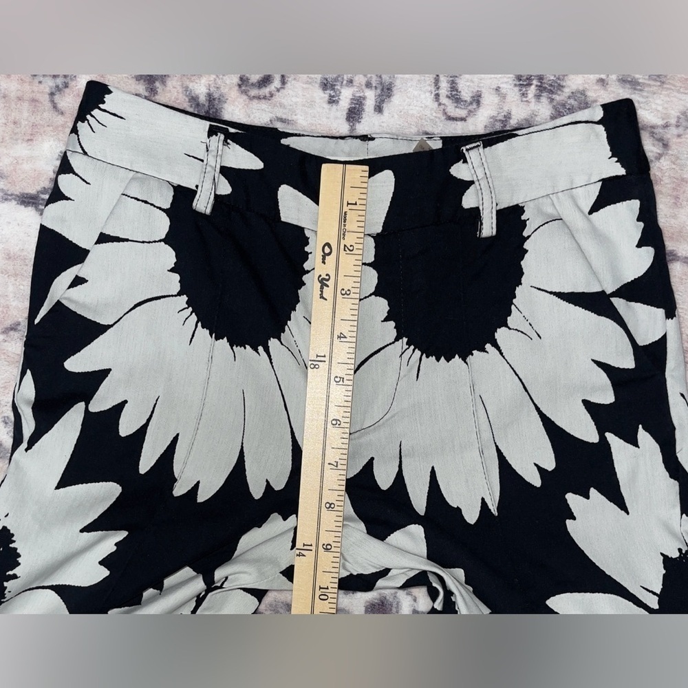 Alice + Olivia Eddie Slim Bootcut Pant High Waist Sunflower White/ Black Size 0 - Picture 7 of 9